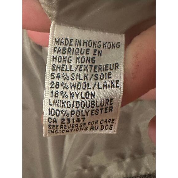 Talbots Womens Blazer Jacket Size 18 Gray Tweed Herringbone Wool Silk Blend - Picture 5 of 8